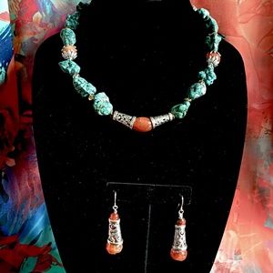 Turquoise Necklace and Earrings